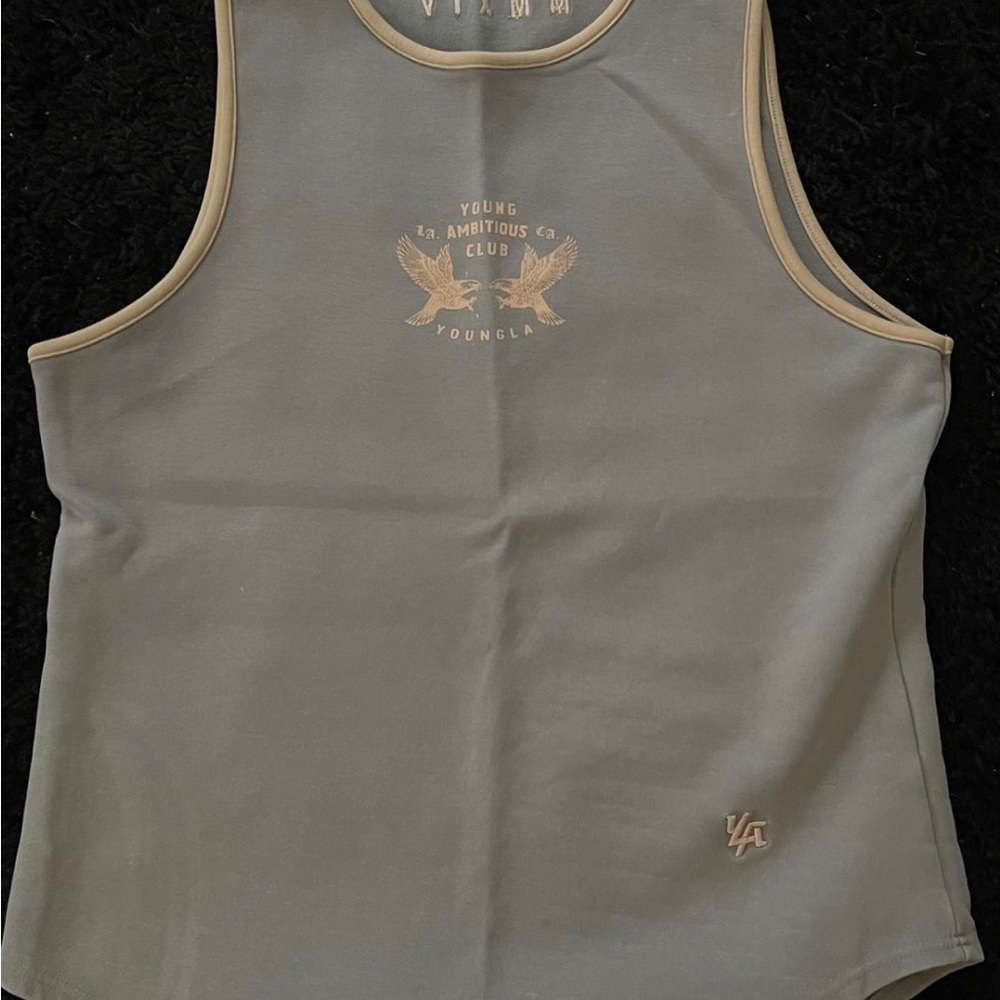 YoungLA men’s gym tank Top size large white and blue color